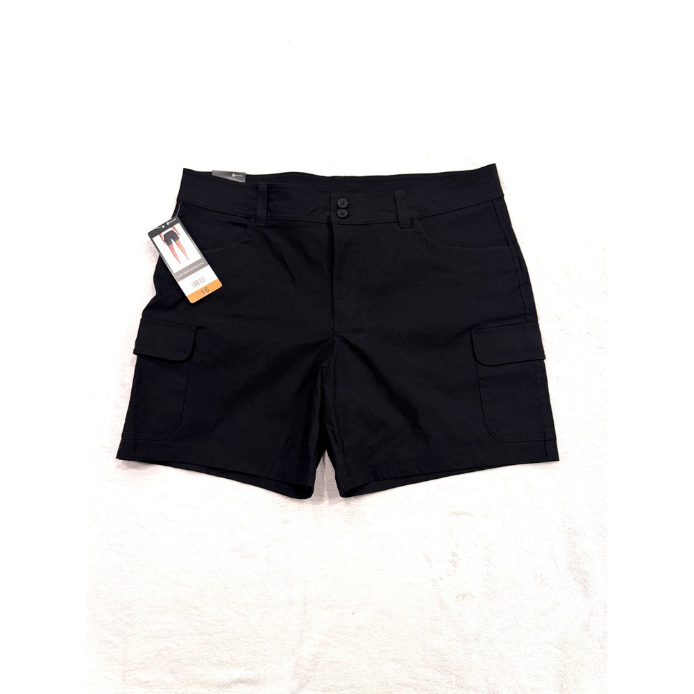Eddie Bauer Summer Trail Shorts Black Cargo Hiking Outdoor Womens Size 16 NWT